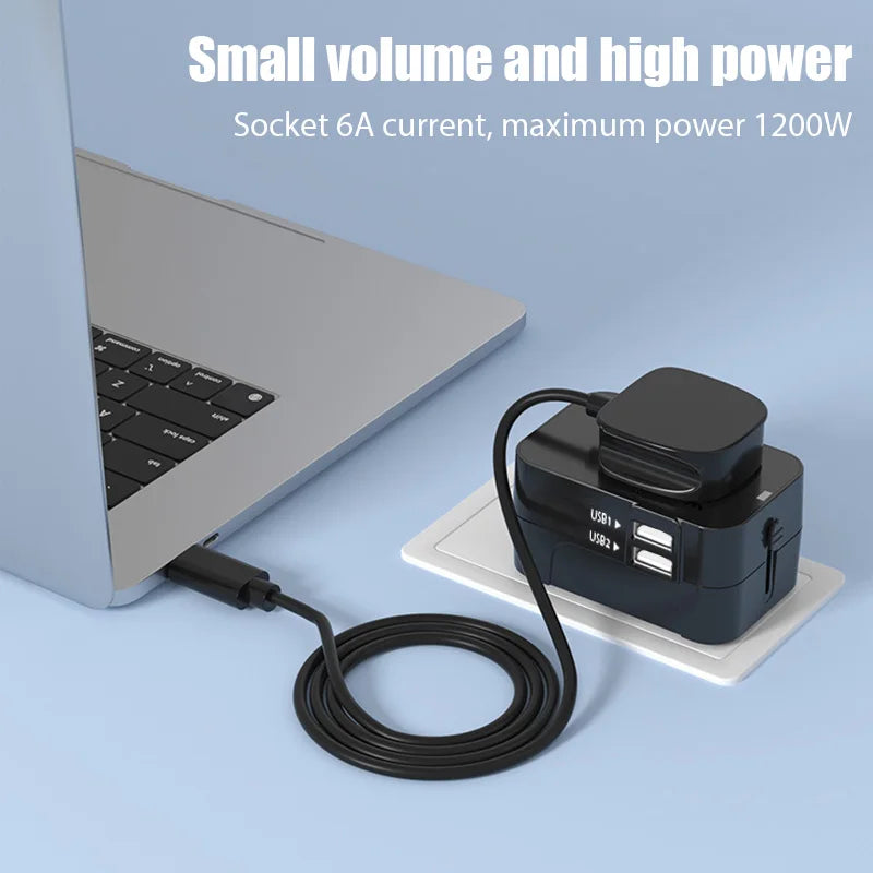 Universal Travel Adapter 150+ Countries | 2 USB & Surge Protection