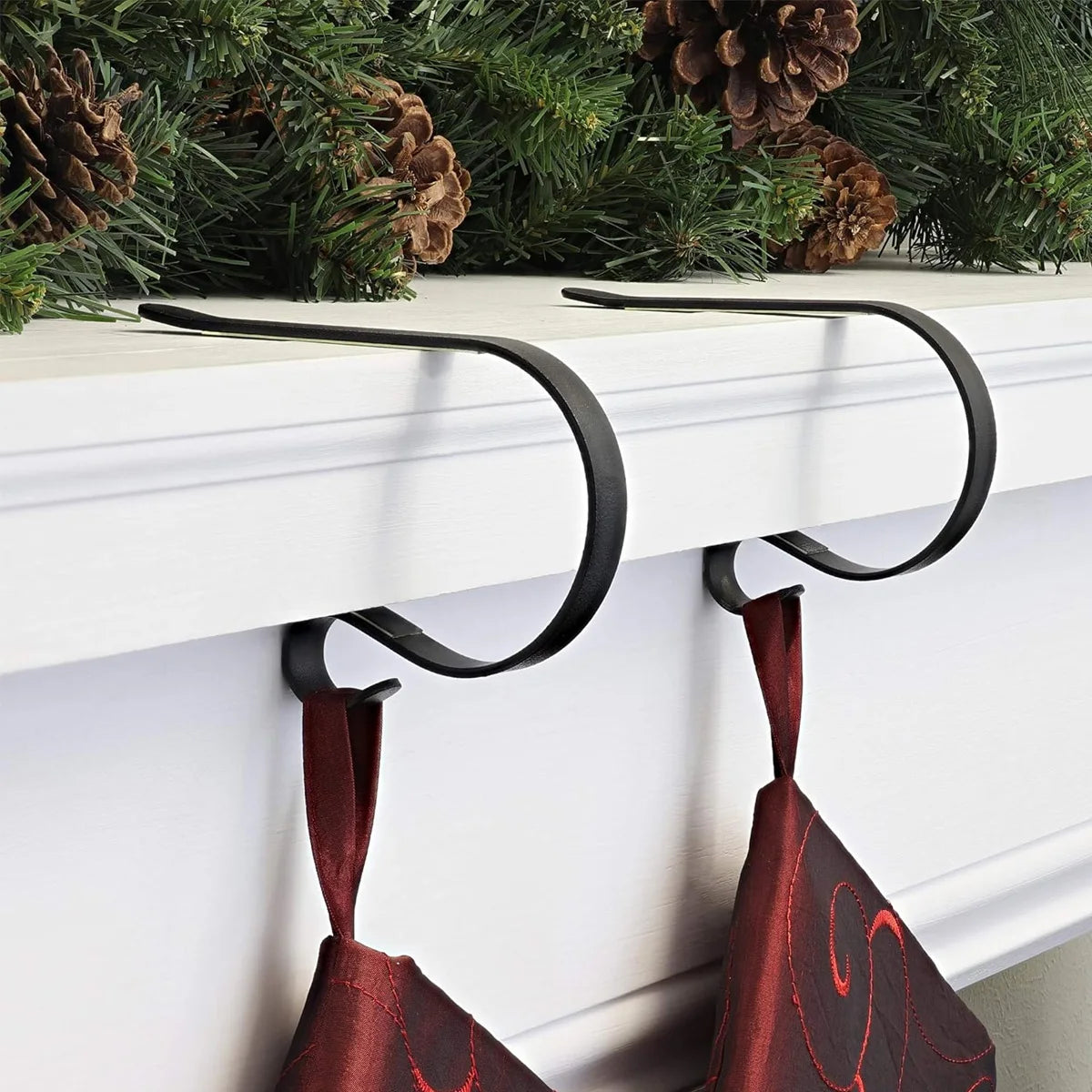 2/4Pack Stocking Holders for Mantle, Christmas Stocking Holder, Mantle Clip Fireplace Hooks Hanger for Party Decoration Supplies Peaceful Pleasures Health and Wellness