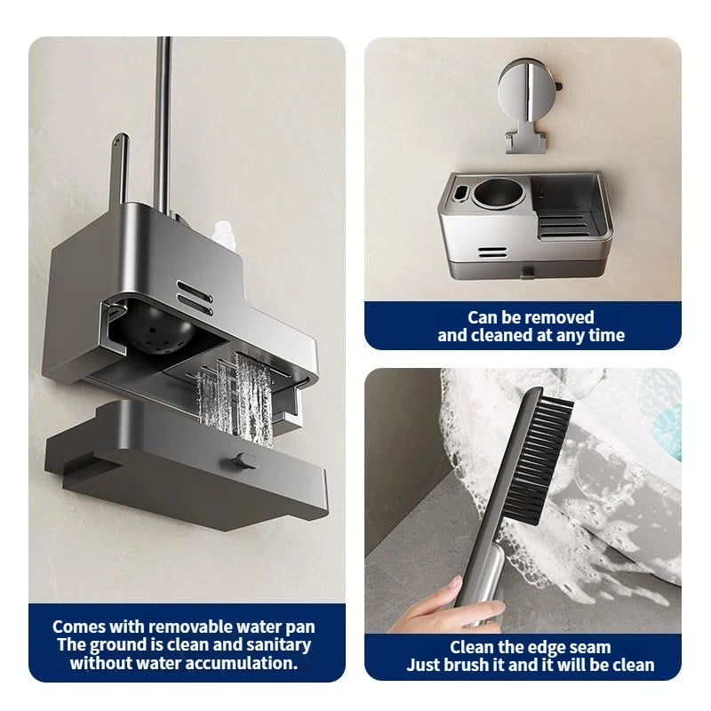 Wall-Mounted Toilet Brush & Holder | Suction Cup, No Drilling
