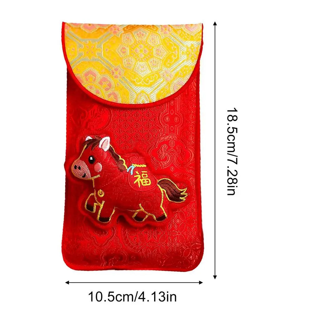 Chinese Red Envelope 2026 Lunar New Year Embroidery Fabric Gift Festive Gift Envelope Peaceful Pleasures Health and Wellness b China Mainland