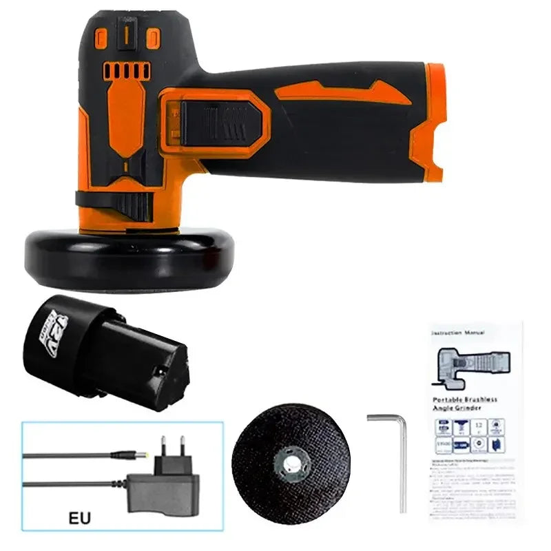 12V Rechargeable Mini Angle Grinder Cordless Grinding Machine,Portable Polishing Cutting Power Tool For Diamond Metal Tile Peaceful Pleasures Health and Wellness EU Orange