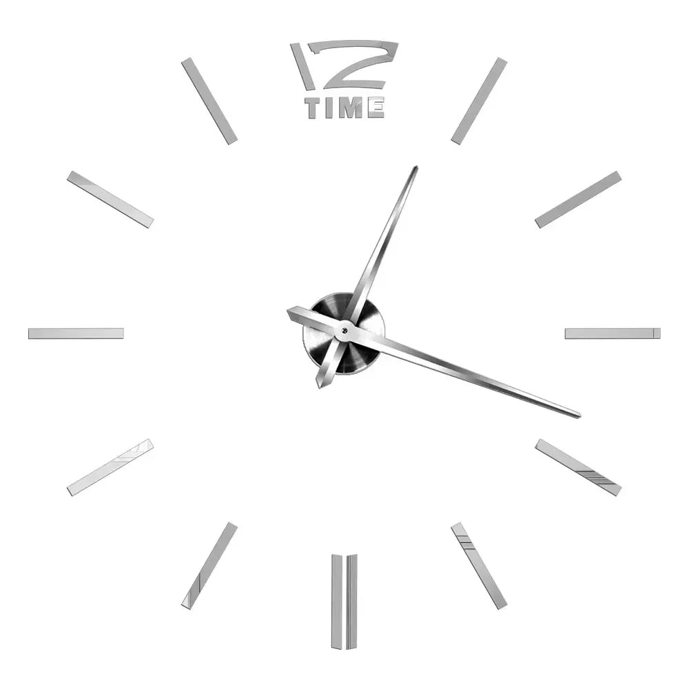 Modern 3D DIY Frameless Wall Clock – Acrylic Mirror Number Stickers Quartz Home Decor (40–130cm)