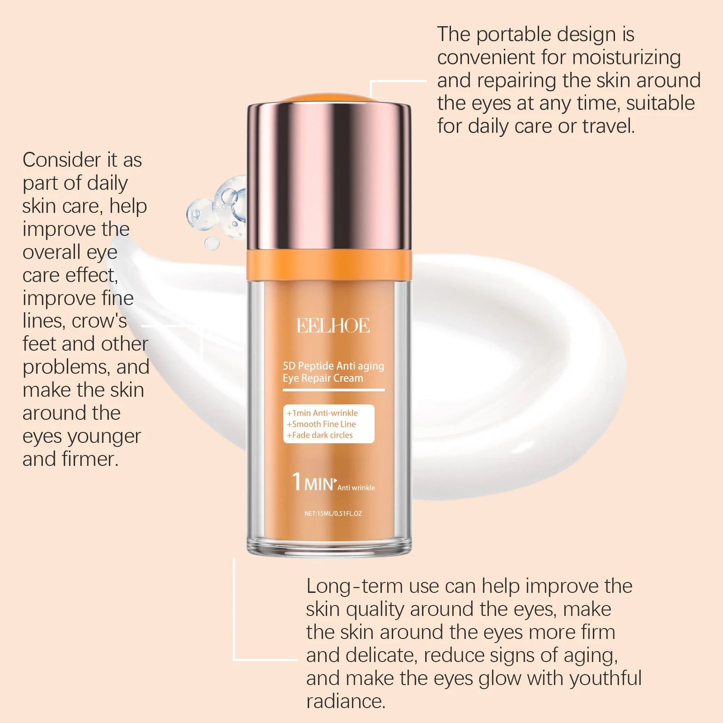 5D Peptide Eye Cream – Dark Circles, Wrinkles & Puffiness