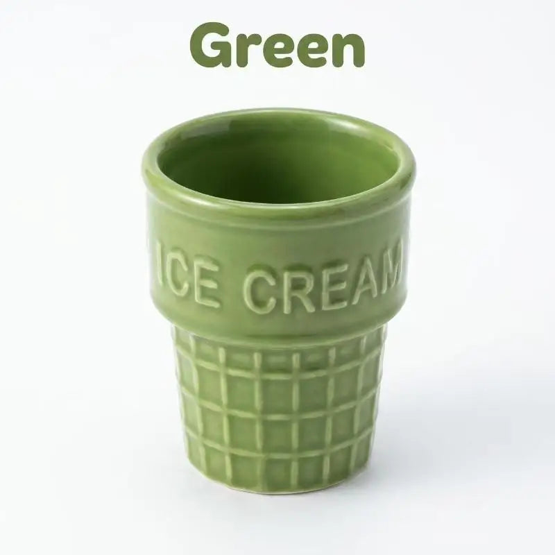 Ceramic Ice Cream Cup | Waffle Cone Dessert Mug | Cute & Colorful