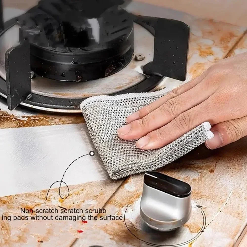Household Cleaning Brushes 3/5/10PCS Silver Cleaning Cloth Magic Dish Towel All for Kitchen and Home Scrub Daddy Rust Removal Peaceful Pleasures Health and Wellness