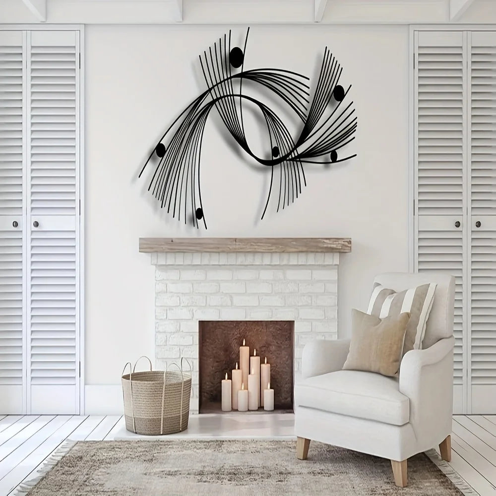Modern Abstract Geometric Metal Wall Art, Minimalist Linear Art, Suitable for Home, Office, Indoor/outdoor Sign, Easy To Hang Peaceful Pleasures Health and Wellness