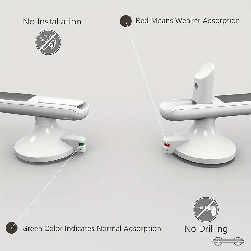 1Pc Elderly Safety Grab Bar - No Drilling Required for Installation, Non-Slip Bathroom Handle with Strong Suction Cup, Heavy-Duty Plastic Structure, Suitable for Bathrooms, Kitchens, Living Rooms - Fall Protection for the Eld Peaceful Pleasures Health and Wellness