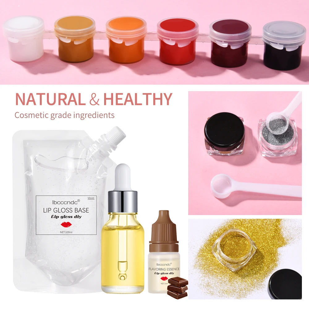 Handmade DIY Lip Gloss Kit Moisturizing Clear Lip Gloss Base Gel With Lipgloss Tubes Pigment Powder Glitter Flavor Essence Oils Peaceful Pleasures Health and Wellness