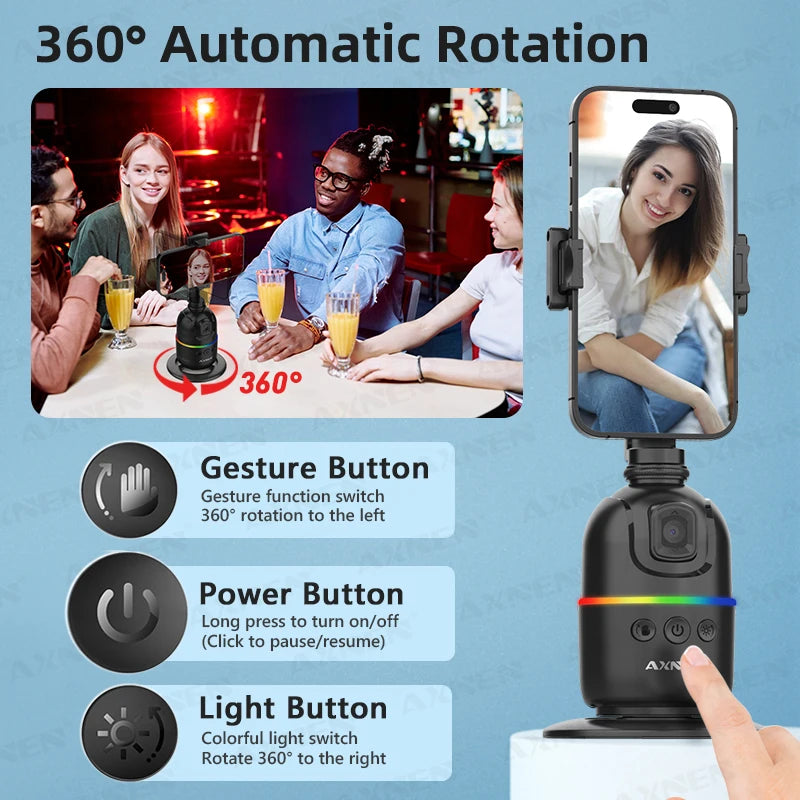 AI Face Tracking Gimbal – 360° Auto Rotate Phone Stabilizer Peaceful Pleasures Health and Wellness