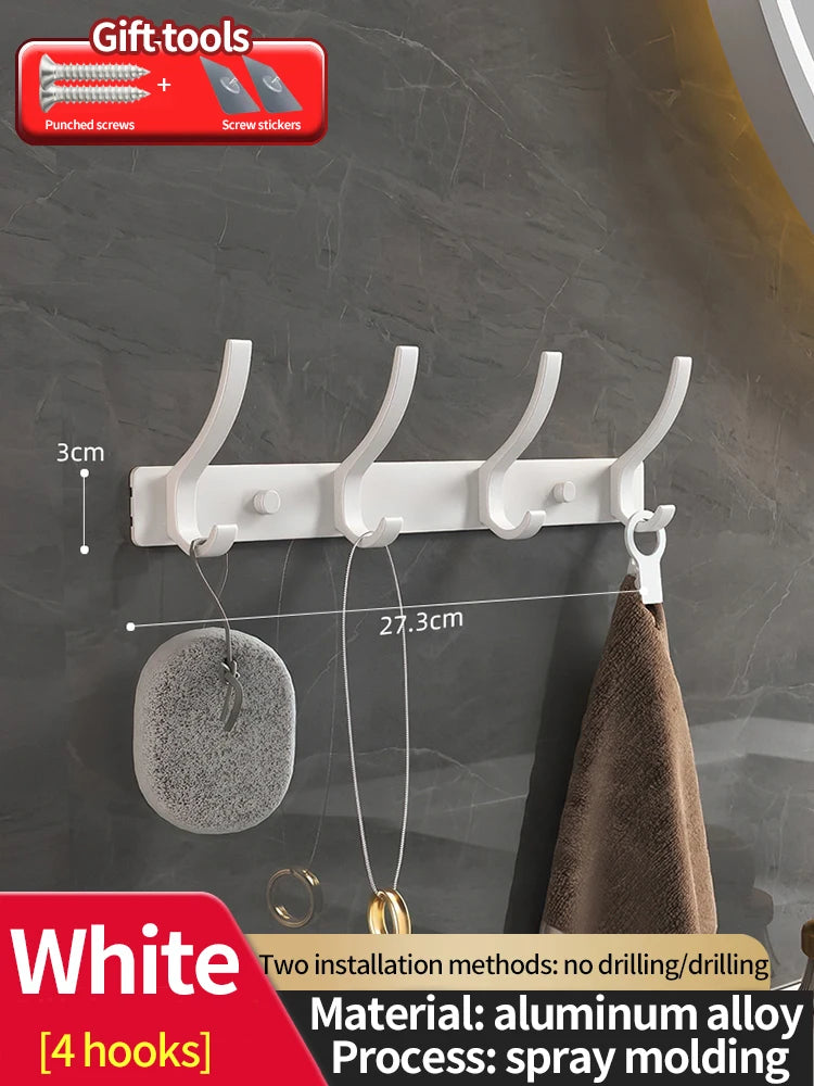 No-Drill 6-Hook Aluminum Wall Coat Hanger Rack | Bedroom & Kitchen