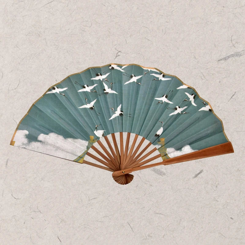 Chinese Folding Hand Fan | Bamboo Fabric Dance & Hanfu Fan
