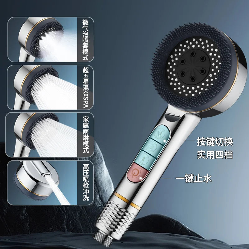4-Mode High Pressure Handheld Shower Head with Filter | Water Saving