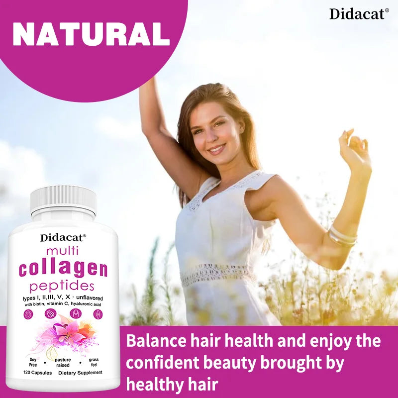 Multi-collagen Peptides - Anti-aging, Brightening Skin Tone, Firming Skin, Hair, Nail, Skin, and Joint Health Supplements Peaceful Pleasures Health and Wellness