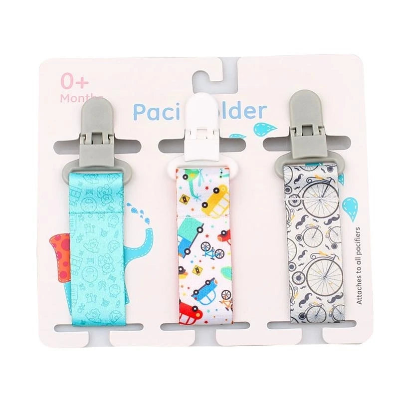 Cartoon Baby Pacifier Clips 3-Pack | Soother Holder Chain