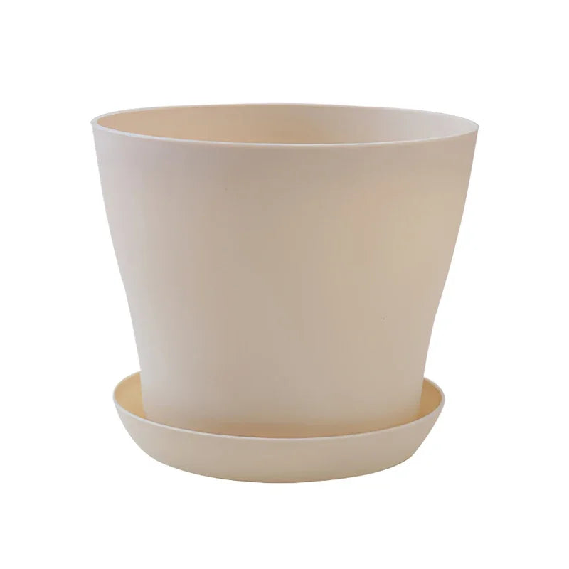 5-Size Round Plastic Planter Pots with Tray | Succulents & Bonsai