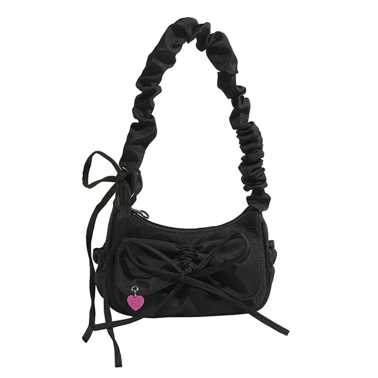 1Pcs/lot Black Bow Casual Shoulder Bags for Women Korean Style Washed Denim Summer Handbag Exquisite Gift for Ladies Birthday Peaceful Pleasures Health and Wellness Black
