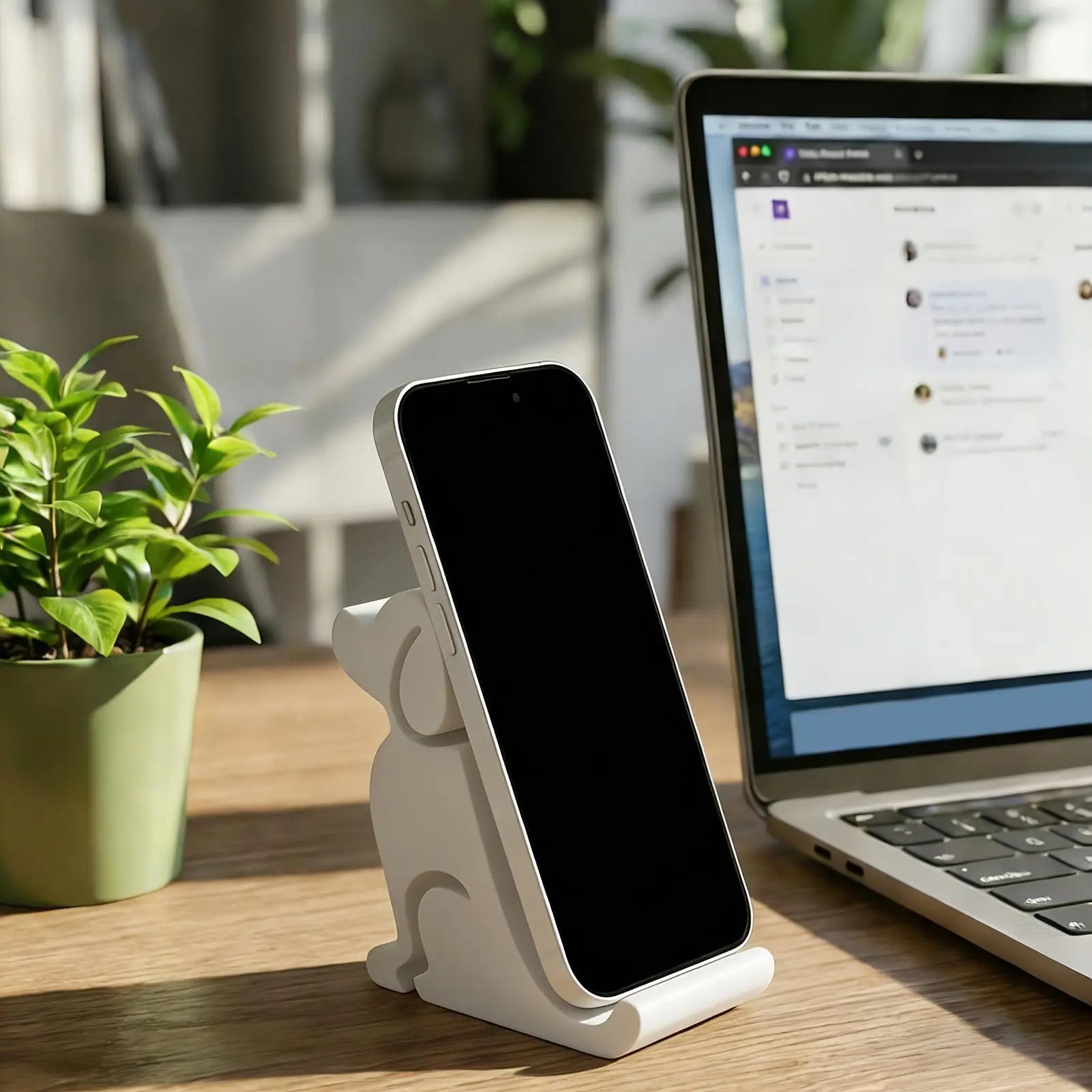 Cute Dog Figurine Phone Stand Anti-Slip Desk Cell Phone Holder Adorable Desk Decor & Functional Stand For Home Office Outdoor Peaceful Pleasures Health and Wellness