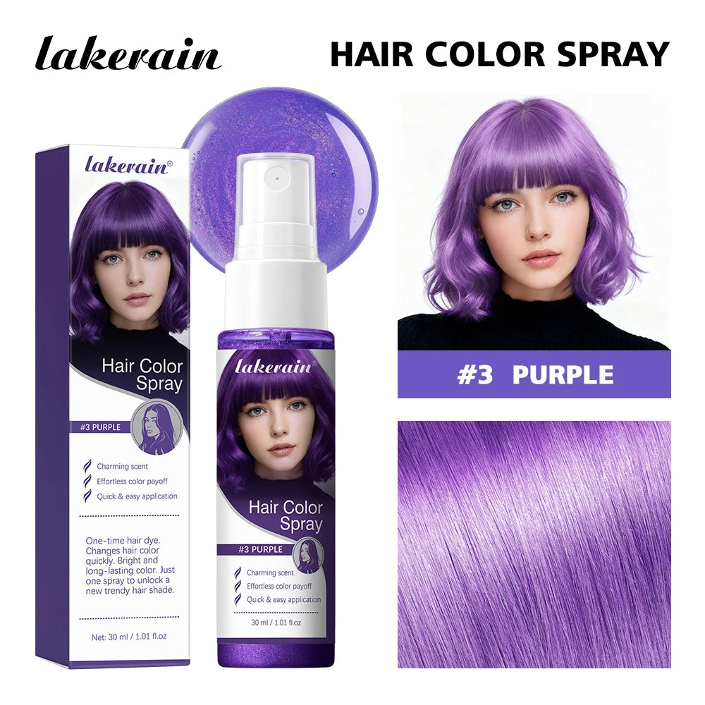 Hair Color Spray 15s Instant Coloring Rich Color Gentle Formula Temporary & Washable Long-Lasting Bright Color Hair Dyeing Spray Peaceful Pleasures Health and Wellness purple