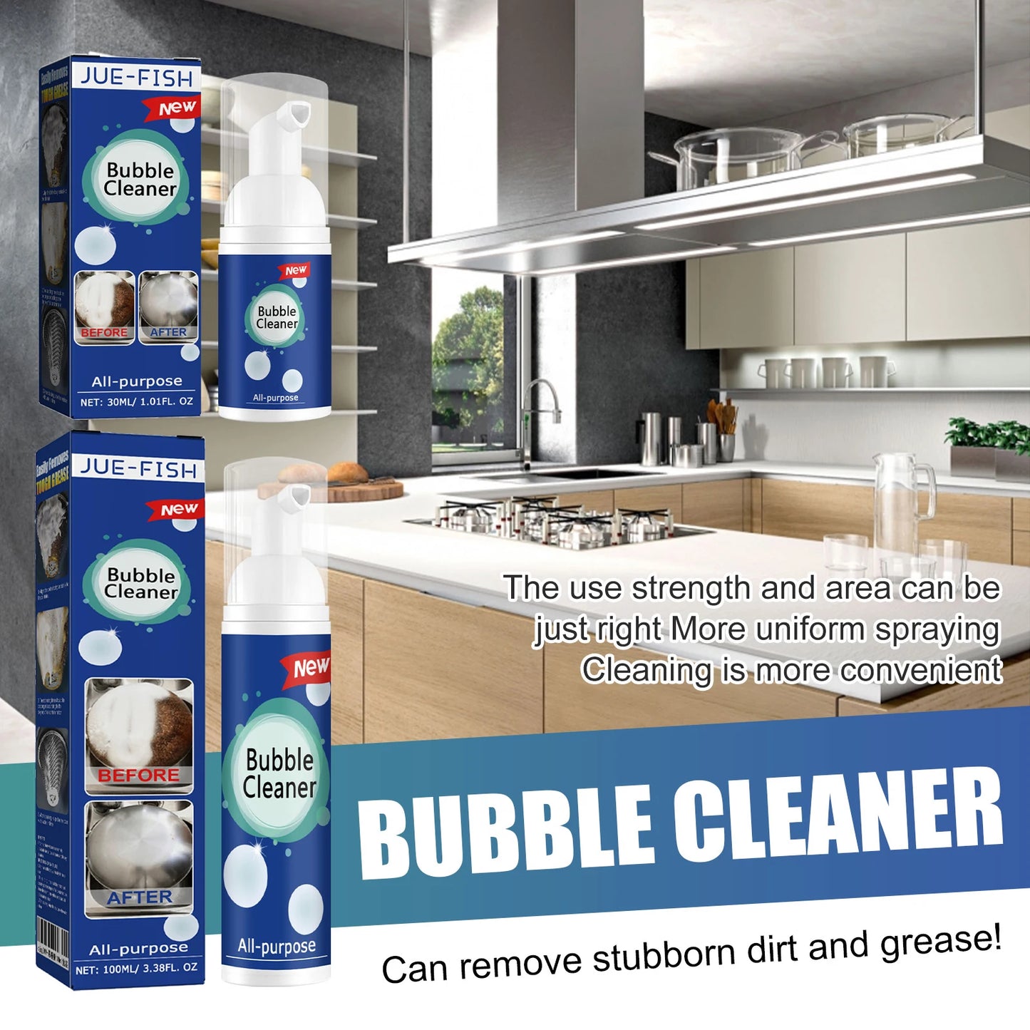 Jue-Fish Bubble Cleaner Spray | Kitchen Heavy Oil Stain Remover