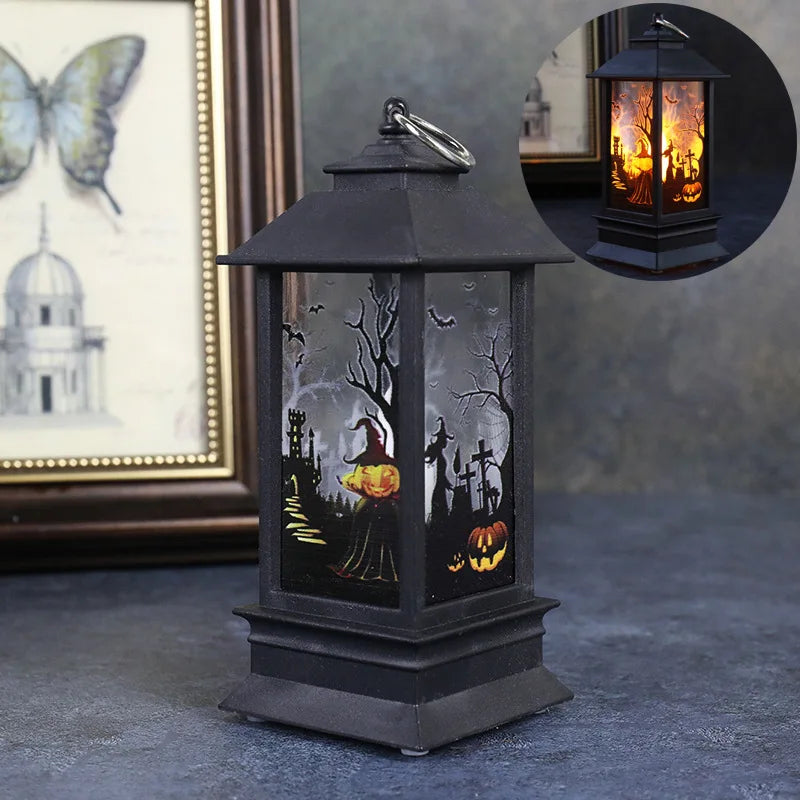 Halloween Pumpkin Castle Decorative Lamp Simulated Flame LED Light Small Hand Lantern For Holiday Outdoor Bar Garden Decoration Peaceful Pleasures Health and Wellness New pumpkin S Other
