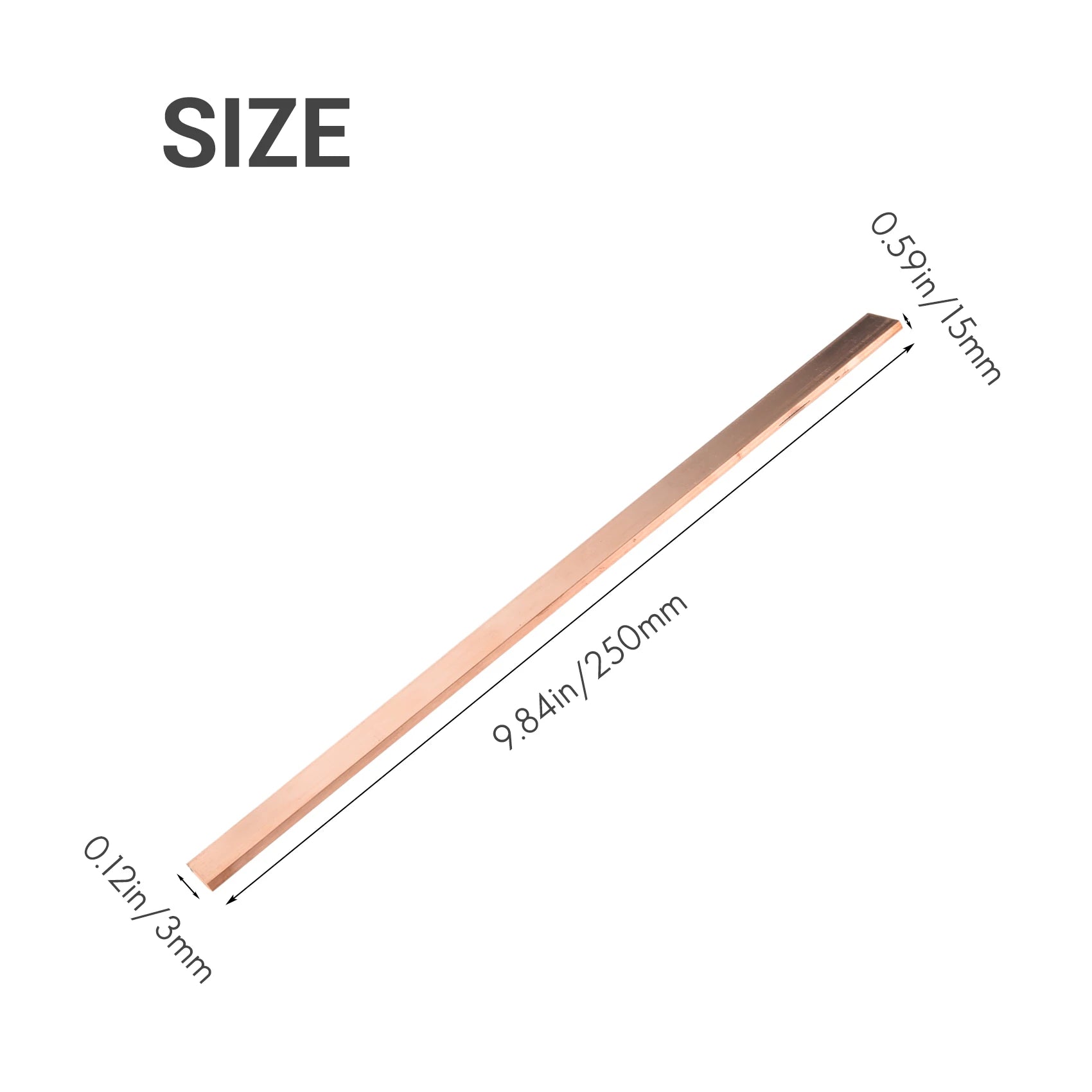 A36T-99.6% T2 Purple Copper Cu Flat Bar Plate 3Mm X 15Mm X 250Mm Metal Strip Peaceful Pleasures Health and Wellness