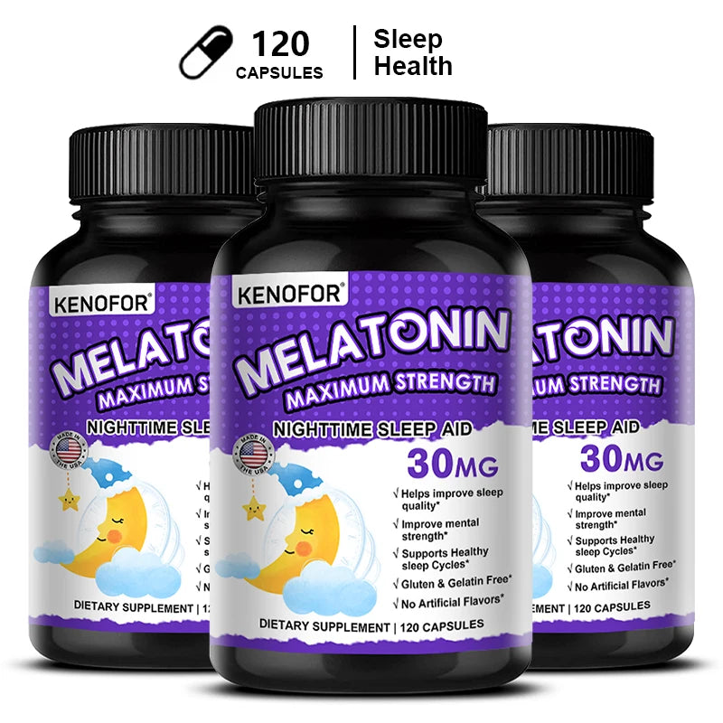 Melatonin Capsules 30mg - Promote Falling Asleep Quickly, Calm The Mind, Natural Sleep Aid Supplement Peaceful Pleasures Health and Wellness