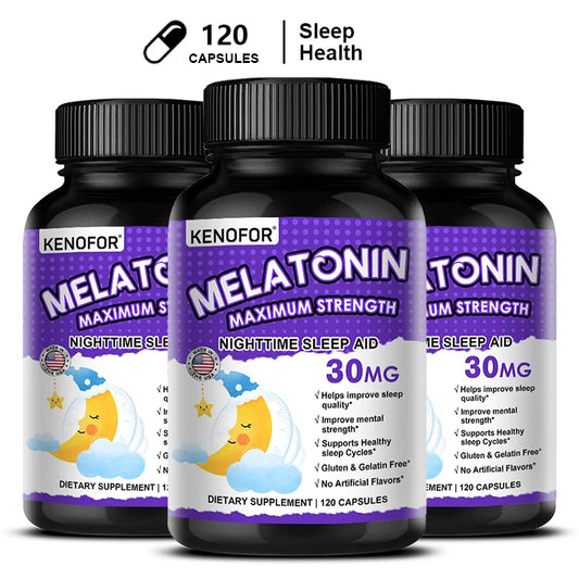 Melatonin Capsules 30mg - Promote Falling Asleep Quickly, Calm The Mind, Natural Sleep Aid Supplement Peaceful Pleasures Health and Wellness