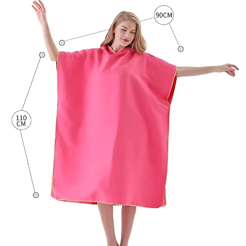 Microfiber Surf Poncho Hooded Changing Robe | Quick-Dry Beach Towel Surf Changing Robe Peaceful Pleasures Health and Wellness