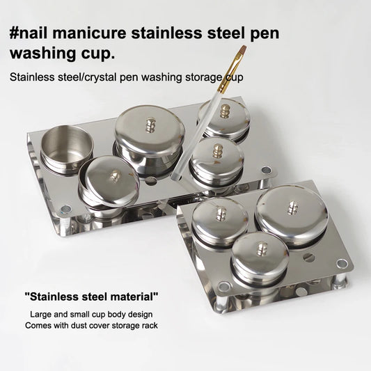 3/5pcs Stainless Dappen Dish Cups Set Salon Manicure Acrylic Powder Liquid Container Organizer Tray Dappen Dish Nail Art Tools Peaceful Pleasures Health and Wellness