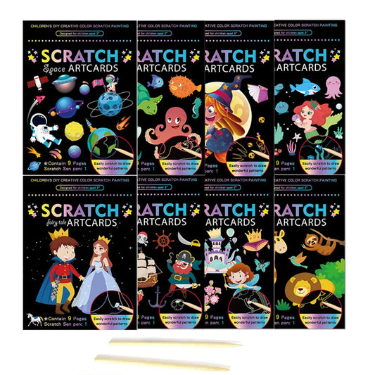 Children Scratch Painting Magic Rainbow Colors Art Card Books Early Peaceful Pleasures Health and Wellness