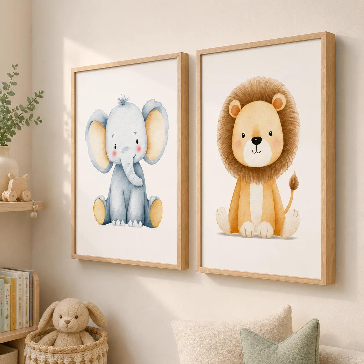 Nursery Animal Canvas Wall Art | Tiger Hippo Lion Kids Poster Canvas Wall Art Peaceful Pleasures Health and Wellness