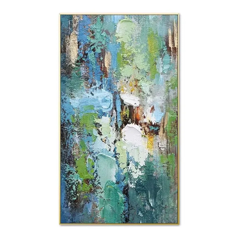 Green Abstract Handmade Oil Painting, Modern Simplicity Mural, Pure Handmade, Living Room, Thick Texture, Decorative Paintin Peaceful Pleasures Health and Wellness No frame 1 100cmx240cm