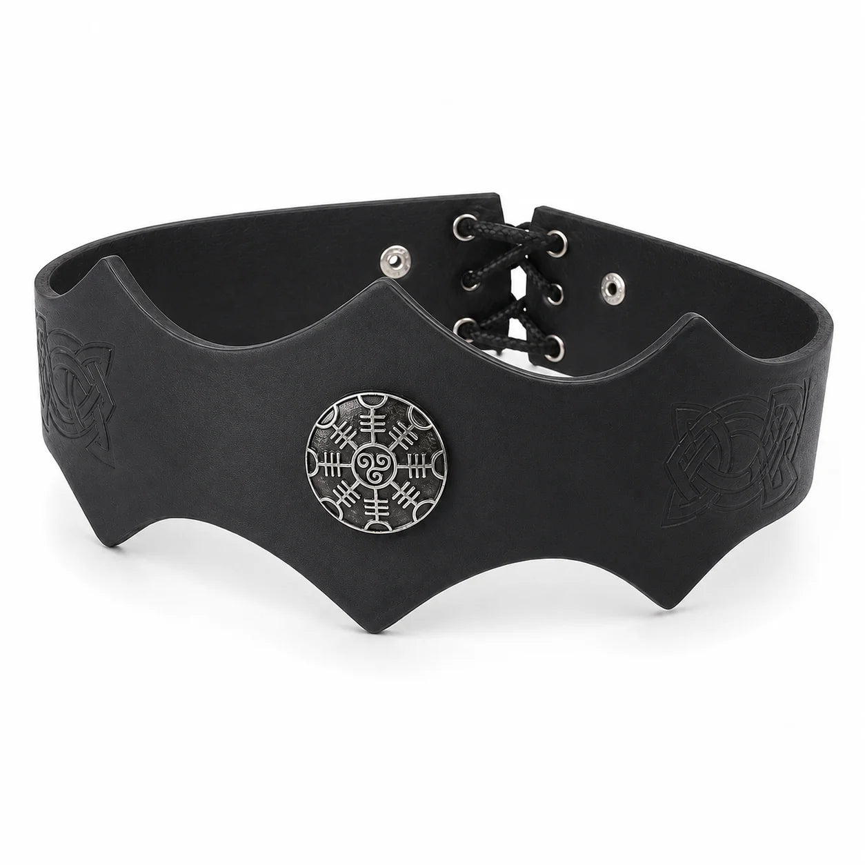 Viking Leather Headband Medieval Warrior Cosplay Belt Metal Rune
