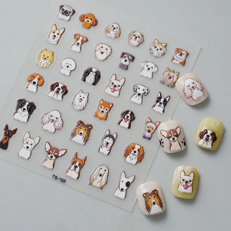 Puppy Dots Series 5D Nail Stickers Back Glue Nail Slider Designs Sliders Women Nails Art Decor Peaceful Pleasures Health and Wellness
