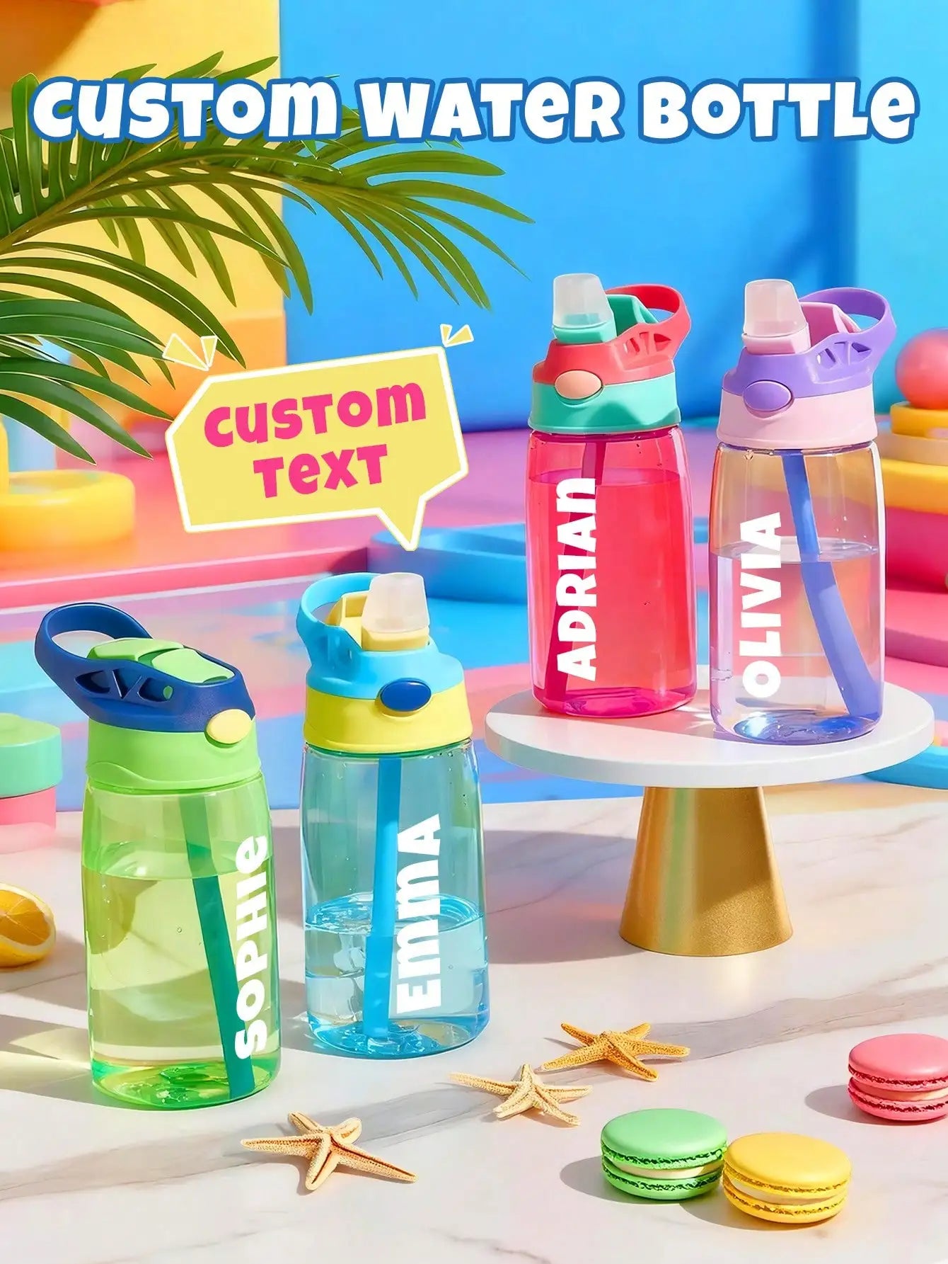 Custom Water Bottle Personalized Name Cup with Straw and Lid 16oz 480ml Gift for Him Her Home Office Peaceful Pleasures Health and Wellness