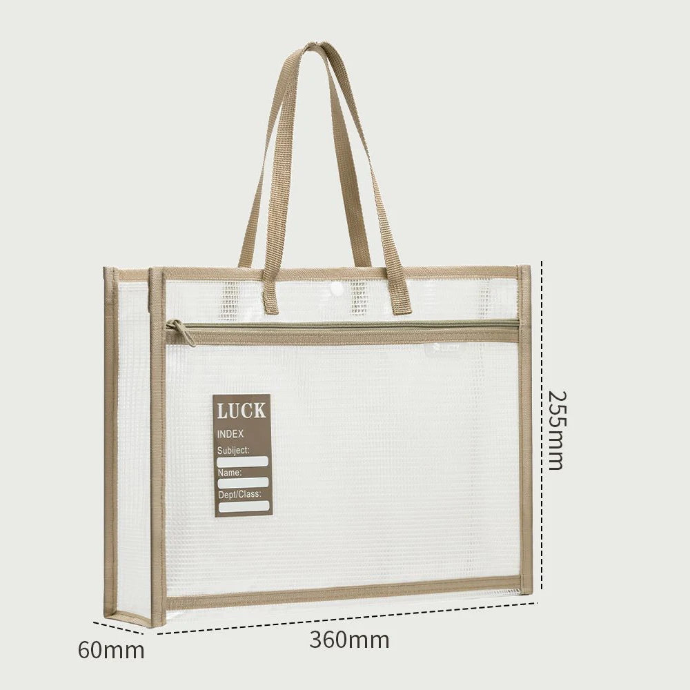 Large Capacity Tote Bag Transparent File Student Textbook Homework
