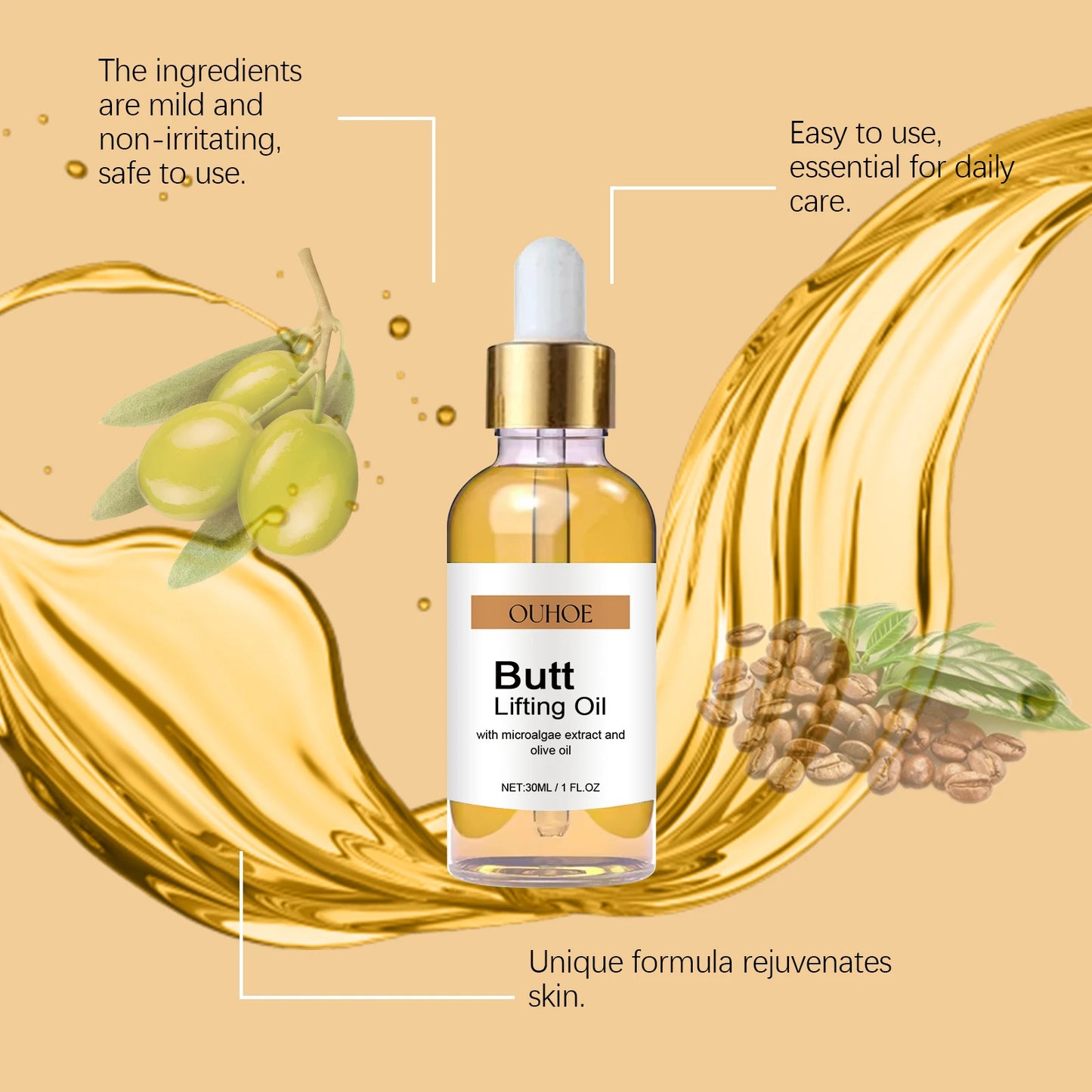 YOUNGCOME Buttock Lifting Firming Oil | Hip Sculpting 30ml Body Sculpting Oil Peaceful Pleasures Health and Wellness