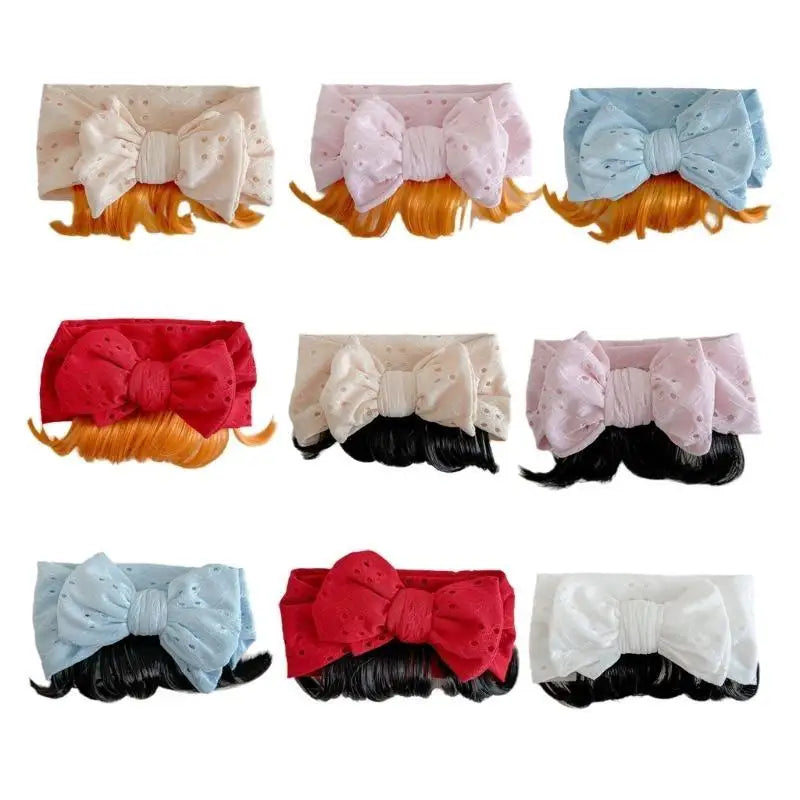 Infant Bowknot Headband with Faux Bangs | Baby Girls Hairband