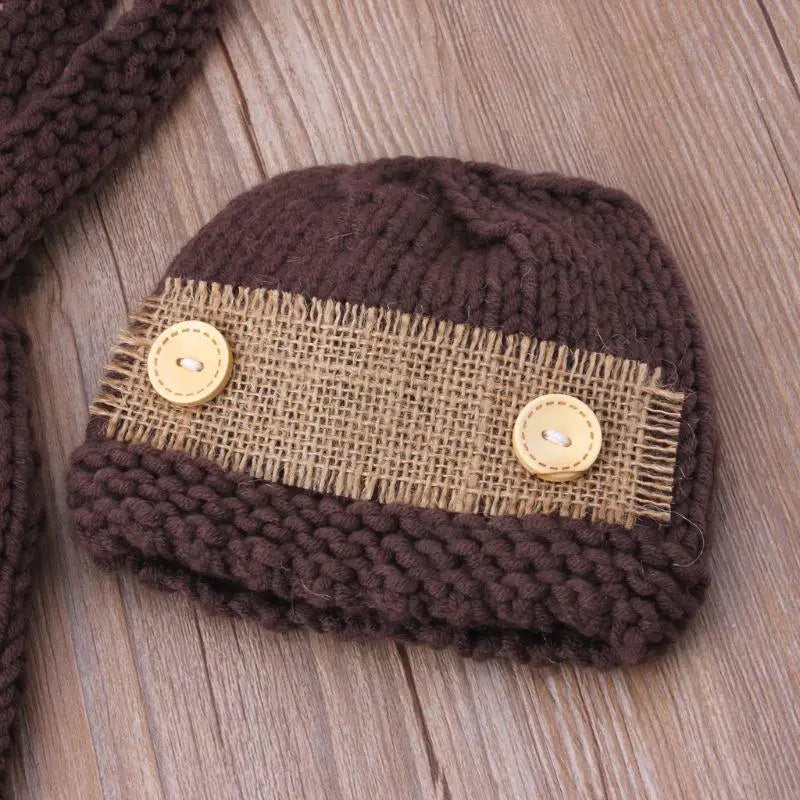 Baby Crochet Hat & Overalls Newborn Photo Prop Costume Set