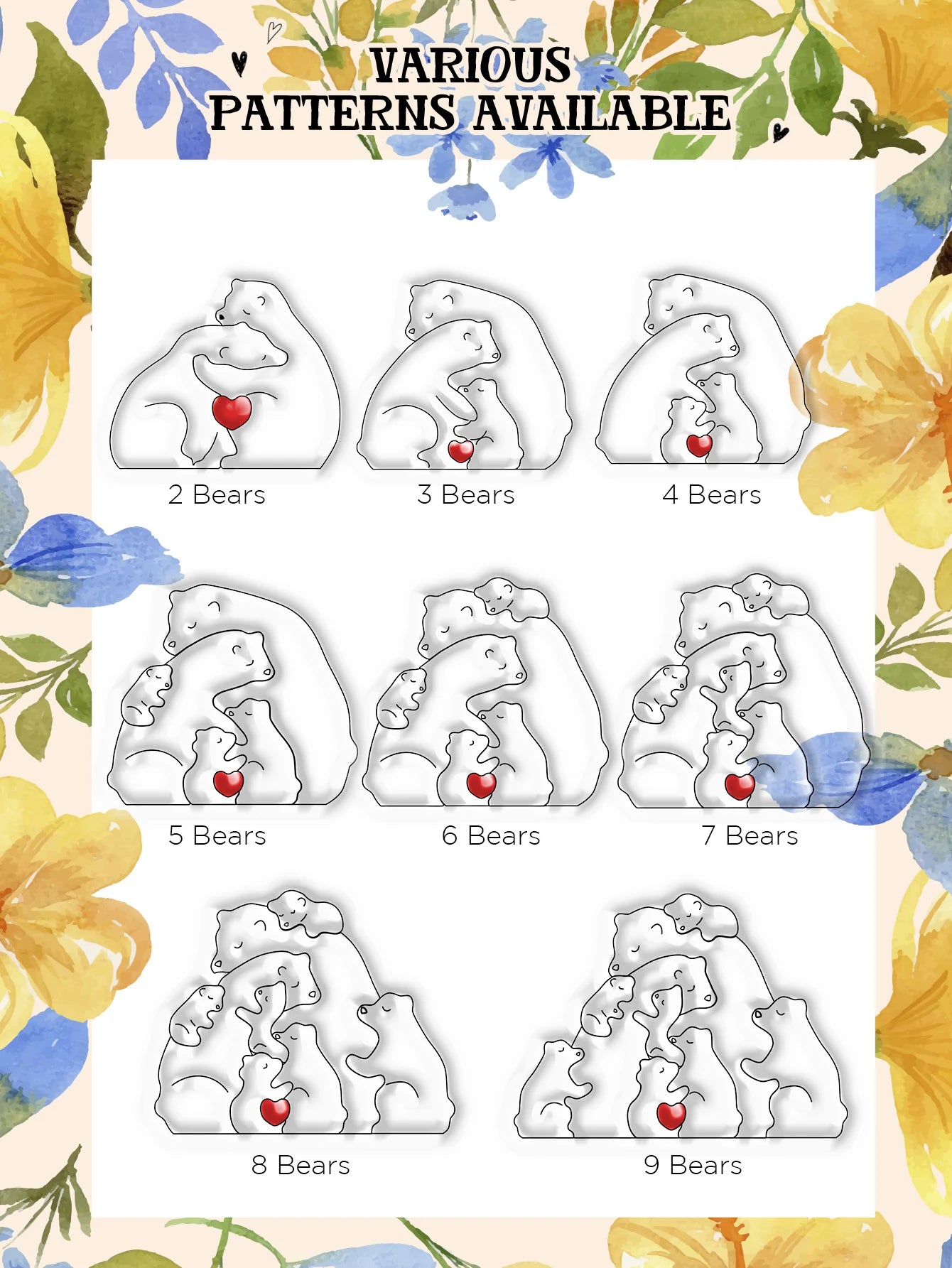 Custom Bear Family Name Mug 11oz Personalized Names Coffee Cup 3D Inflated Effect Gift for Mom Dad Couple Wedding Peaceful Pleasures Health and Wellness
