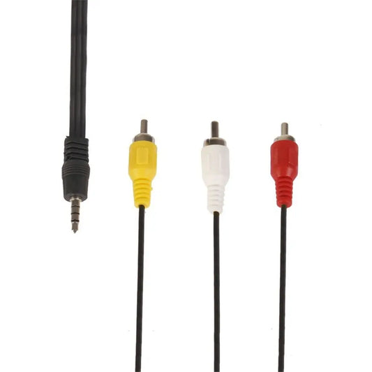 Black RCA Male Plug Adapter Converter Cord 3.5MM Jack To RCA Wire AV Audio Cable Video Cables Peaceful Pleasures Health and Wellness black