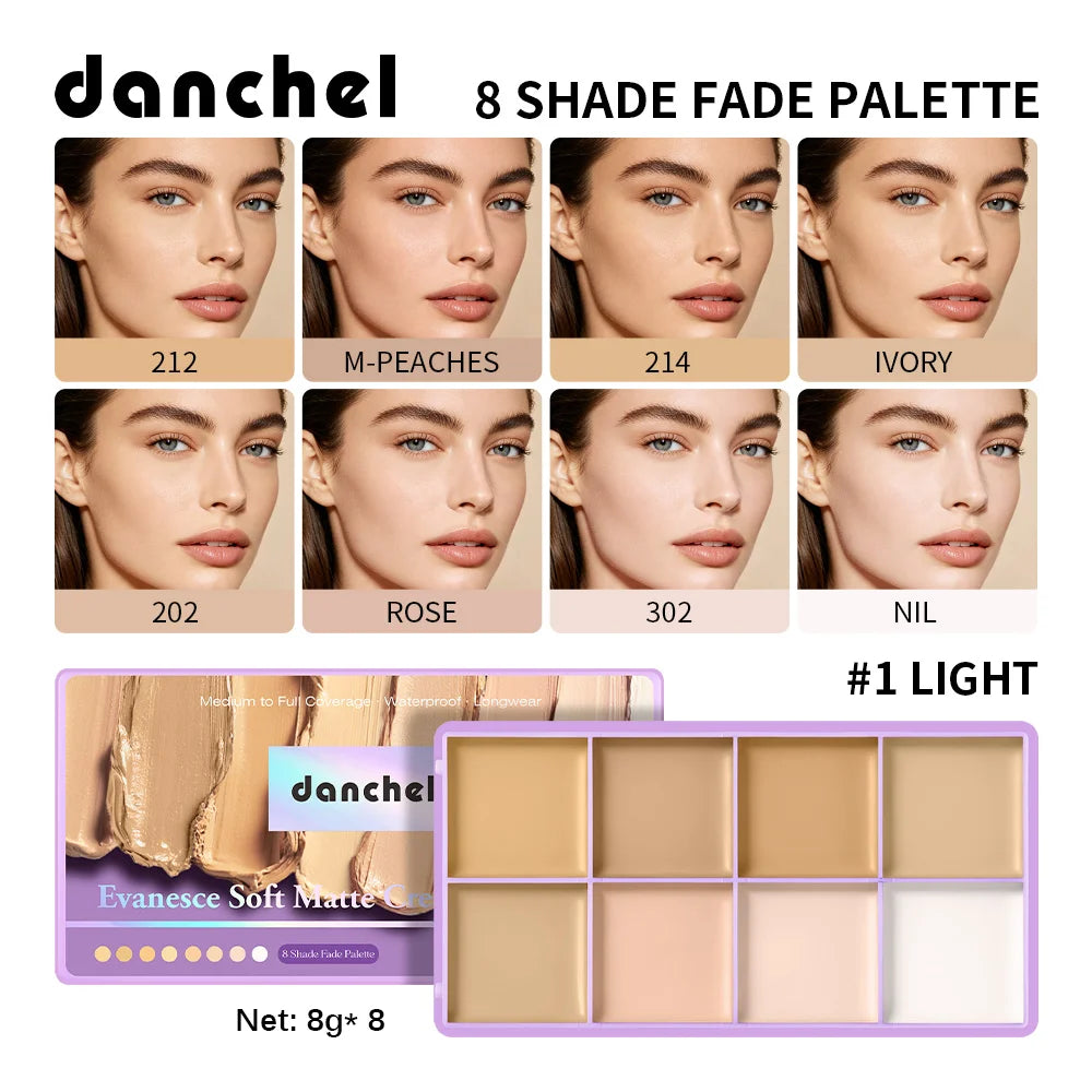 8-Shade Cream Concealer Palette | Waterproof Full Coverage