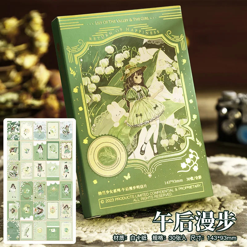 Lily Valley Series Postcard Animation Illustration Message Blessing