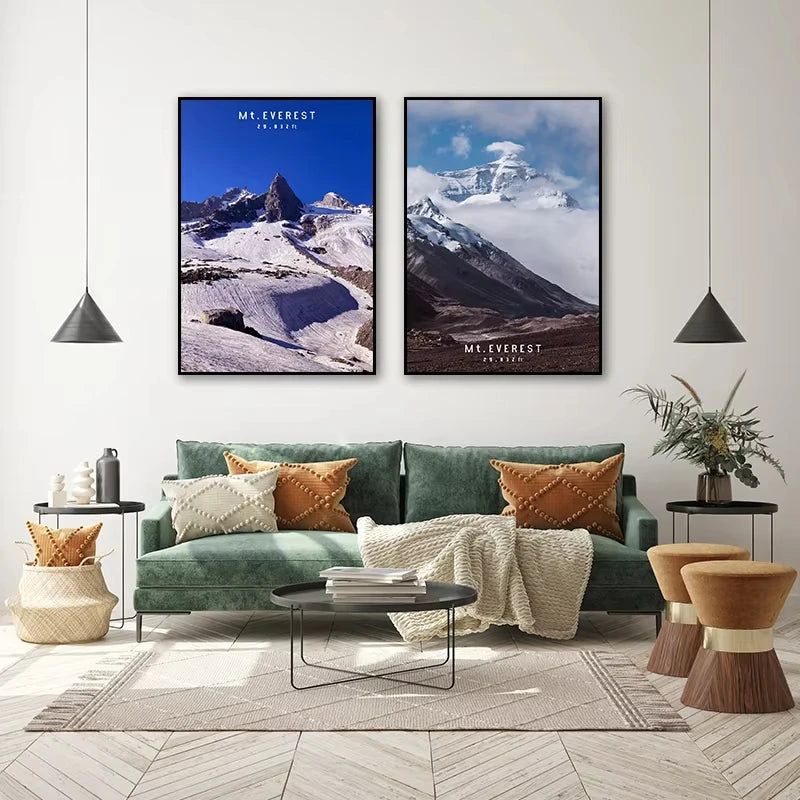 Mount Everest Panoramic Canvas Wall Art | Mountain Print