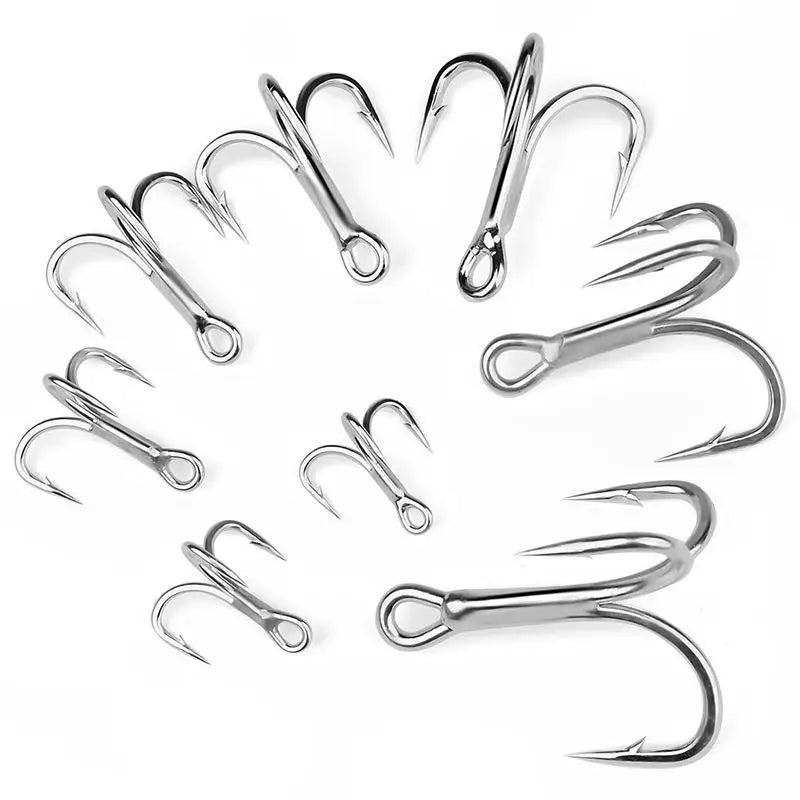Triple Hook Fishing Hooks, 4x Strengthened Silver Color Rust-Resistant Triple Claw Hooks, Long Cast Lure Fishhooks, 10pcs Per Bo Peaceful Pleasures Health and Wellness