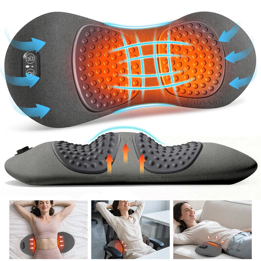 3-in-1 Electric Lumbar Support Pillow with Heat,Vibration &Traction,Waist Relief Waist Support Back Pillow Waist Protection Pad Peaceful Pleasures Health and Wellness