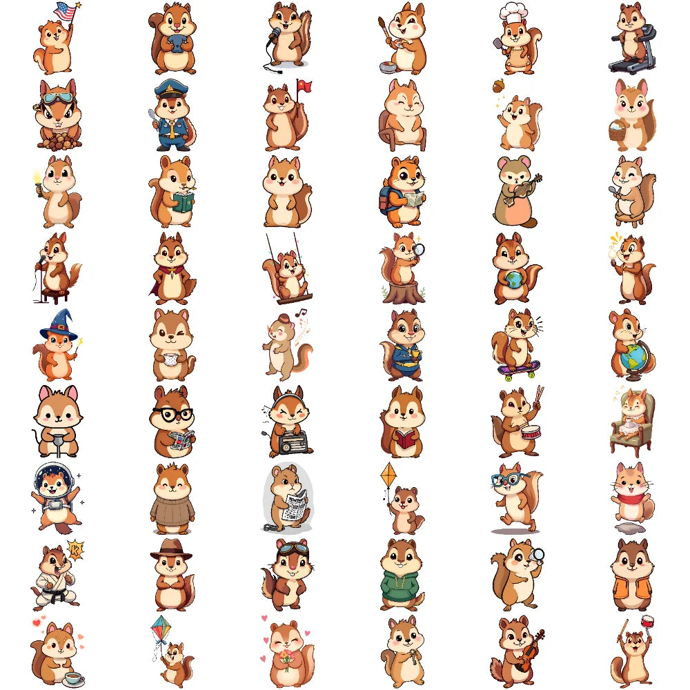 54pcs Squirrel Temporary Tattoo Stickers – Waterproof Cartoon