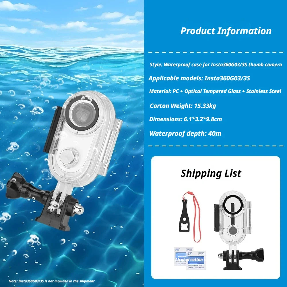 60M Waterproof Housing Case for Insta360 GO 3 & GO 3S