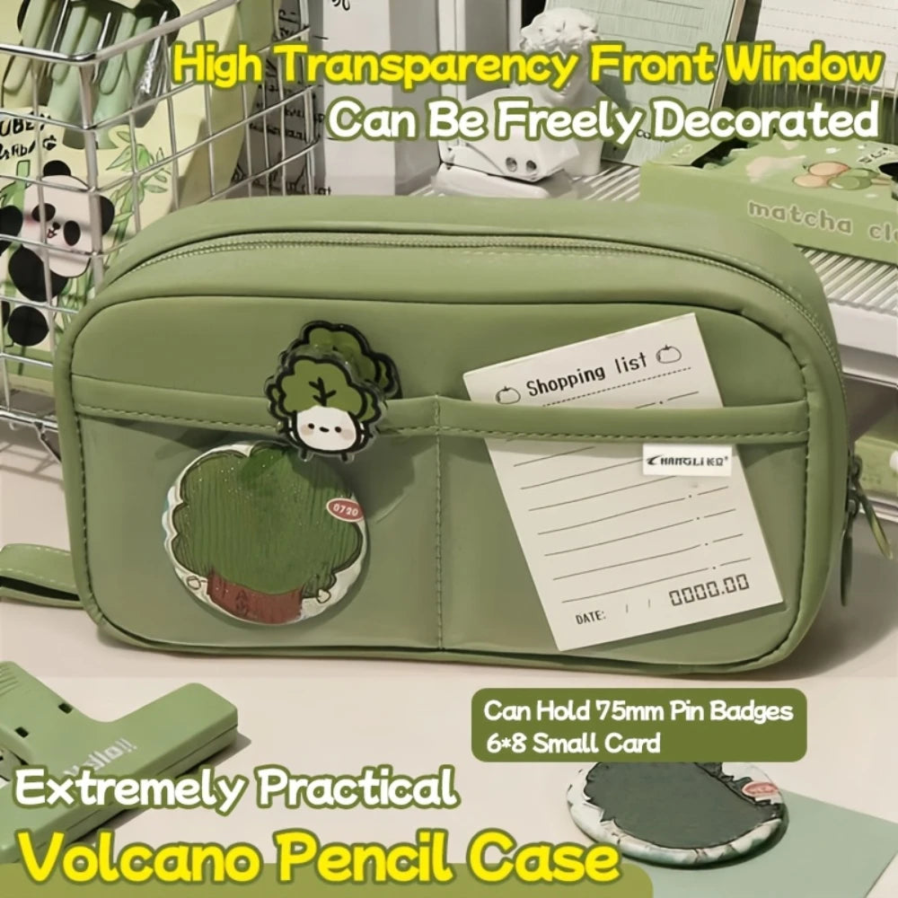 Volcano Pencil Case 3-Layer Compartment Stationery Organizer