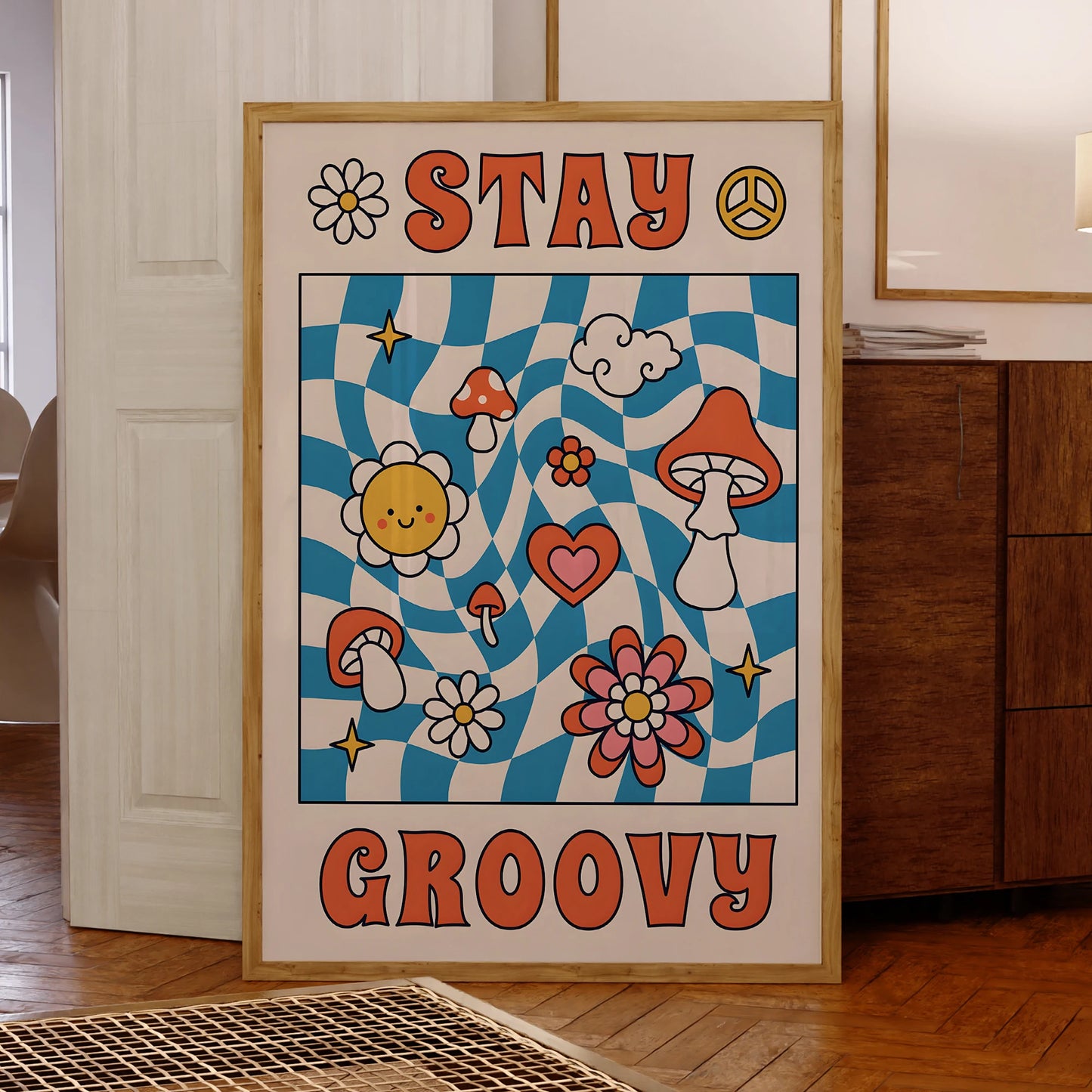 Stay Groovy Canvas Wall Art | Framed Poster for Home Decor